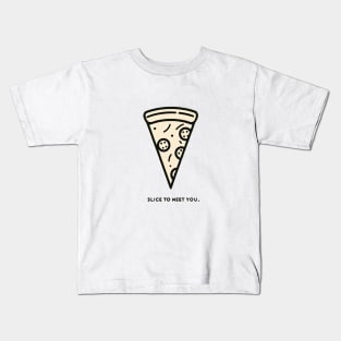 Slice to Meet You - Minimalist Pizza Line Art Kids T-Shirt